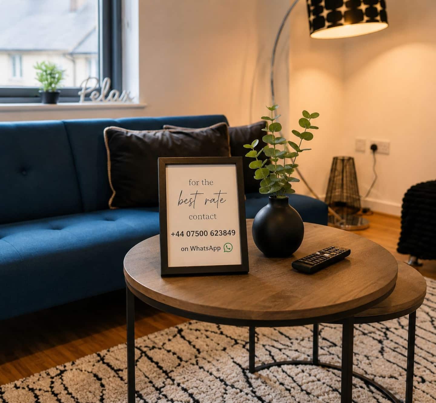 Comfortable living area in Clapton serviced apartment