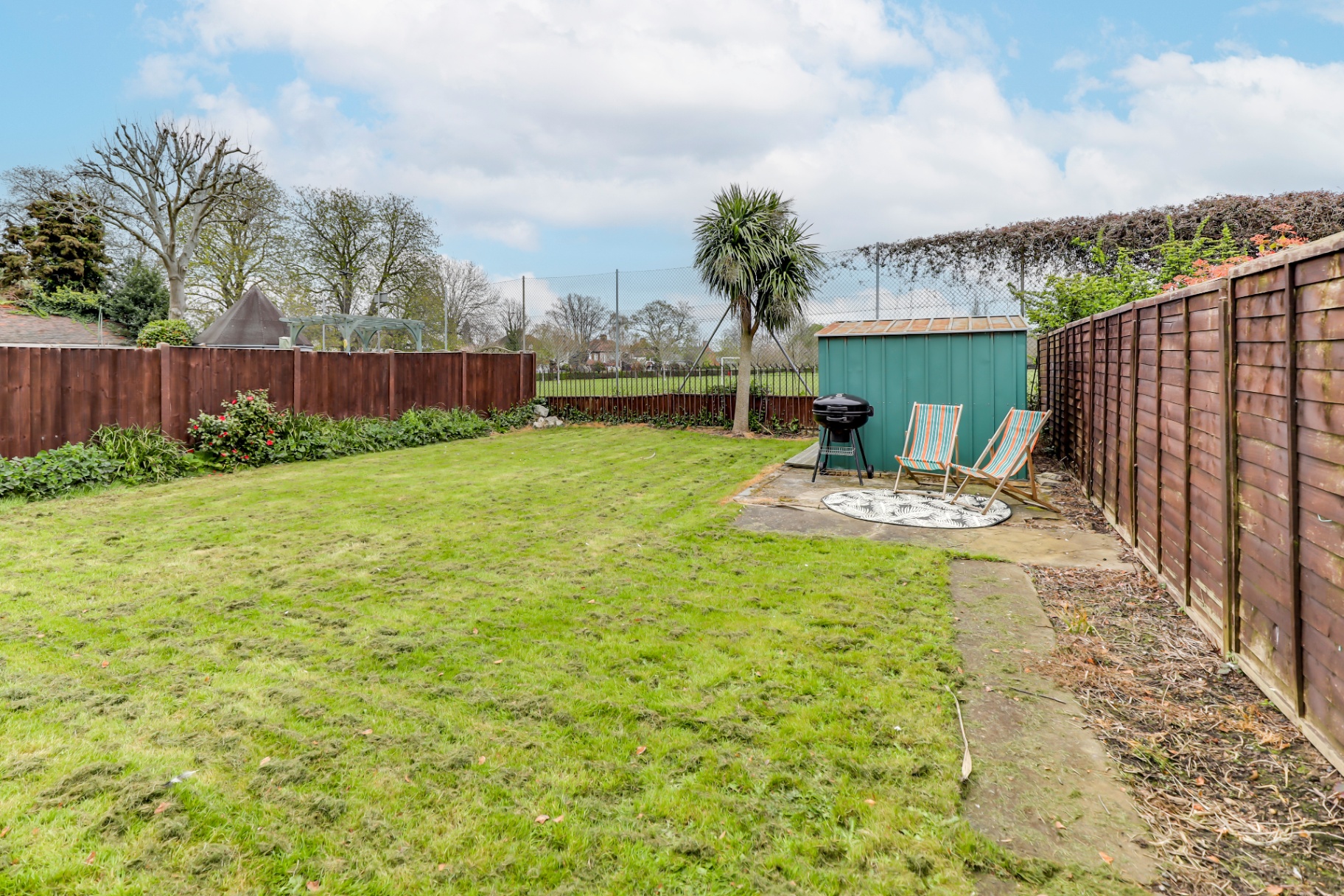 Large private rear garden of Southend-on-Sea 4-bed bungalow